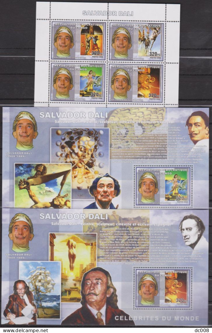 COB 2484-7 + BL442-3 Salvator Dali Complet-volledig 3 Blocs - Mint/hinged