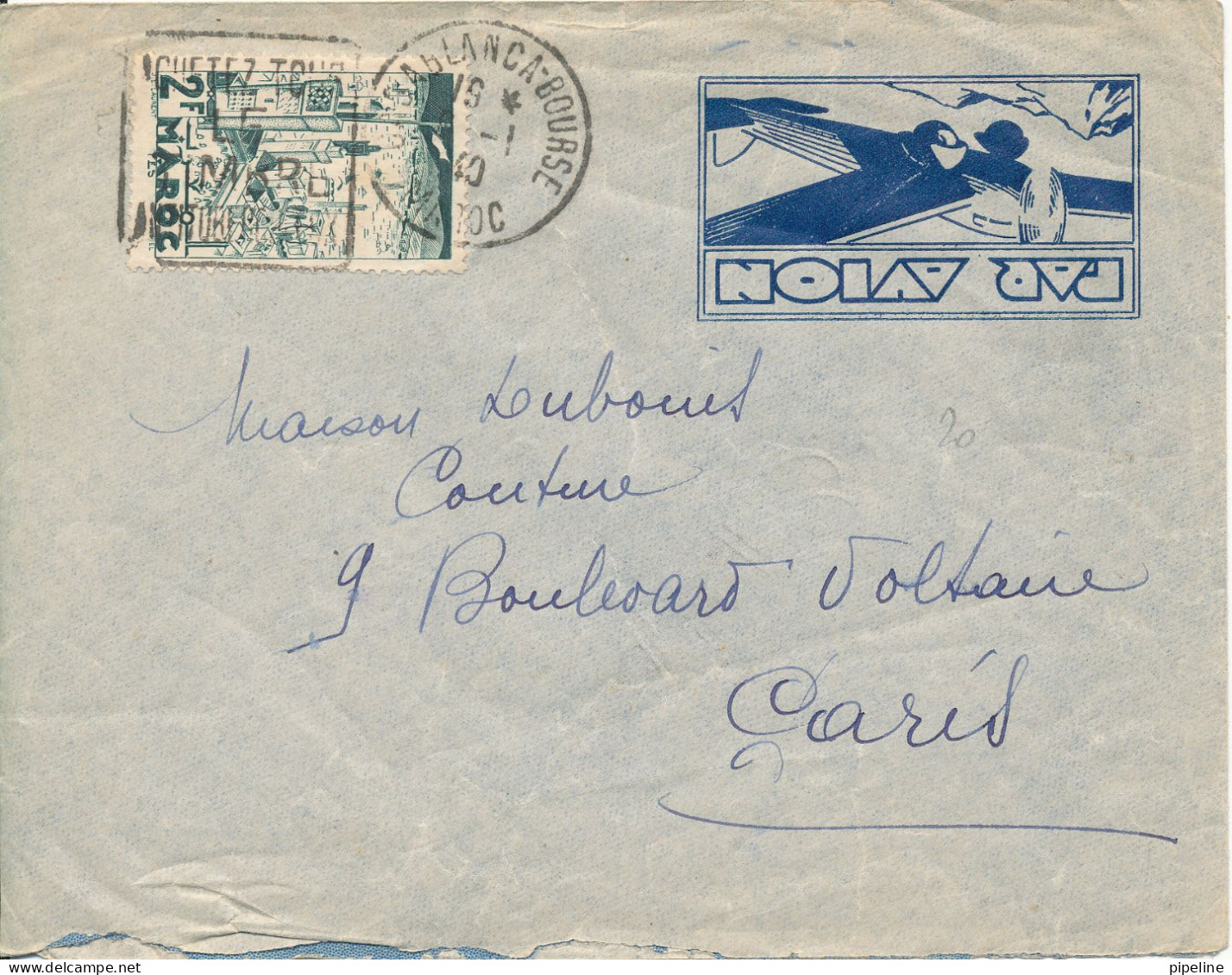 Morocco Air Mail Cover Sent To France 6-1-1940 - Poste Aérienne