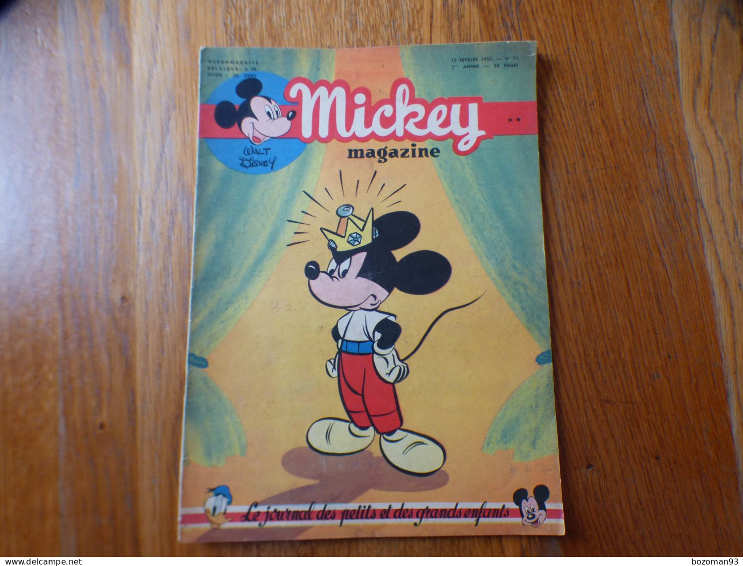 JOURNAL MICKEY BELGE N° 71 Du 15/02/1952 Avec  ALICE AU PAYS DES MERVEILLES + COVER MICKEY - Journal De Mickey