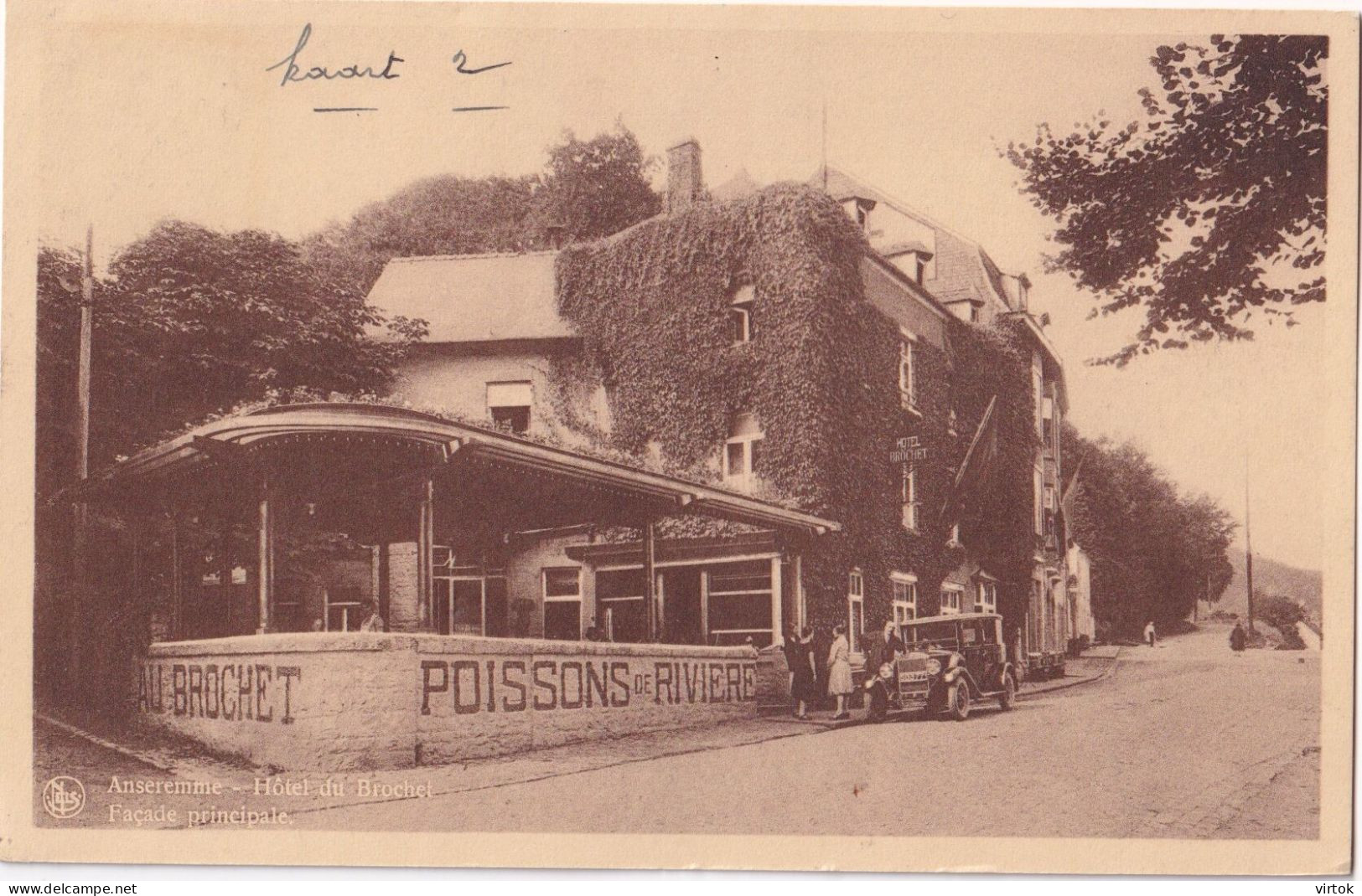 Anseremme    :  Hotel Du Brochet  ( Ecrit Avec Timbre )   Old Car - Dinant