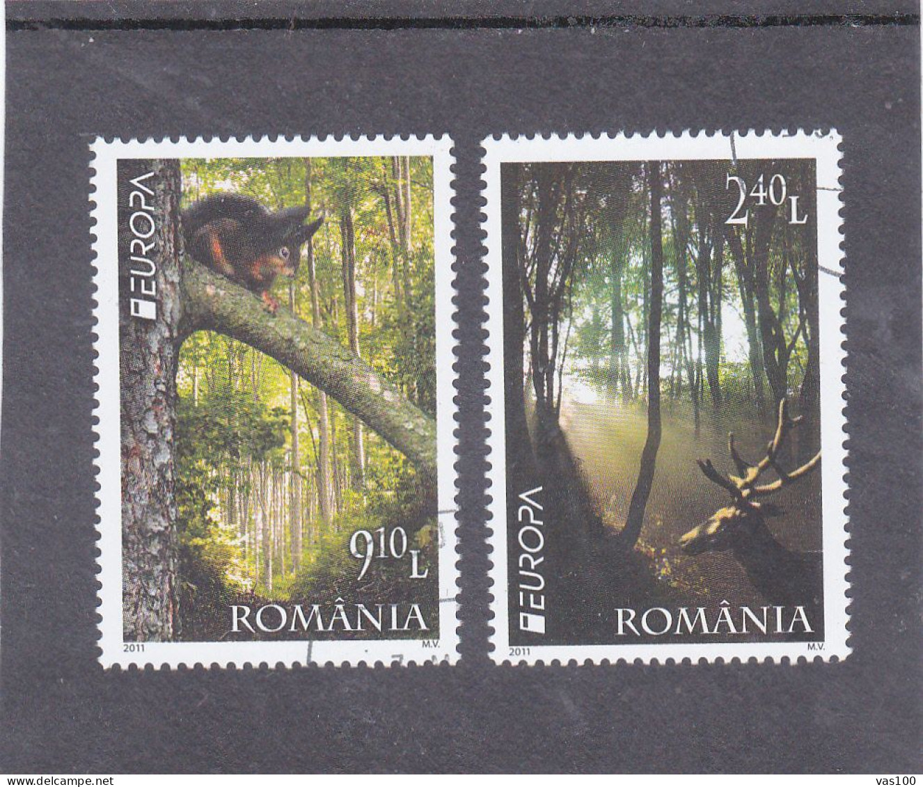 EUROPA CEPT, FOREST, DEER, SQIRREL 2011,FULL SET, USED, ROMANIA. - 2011