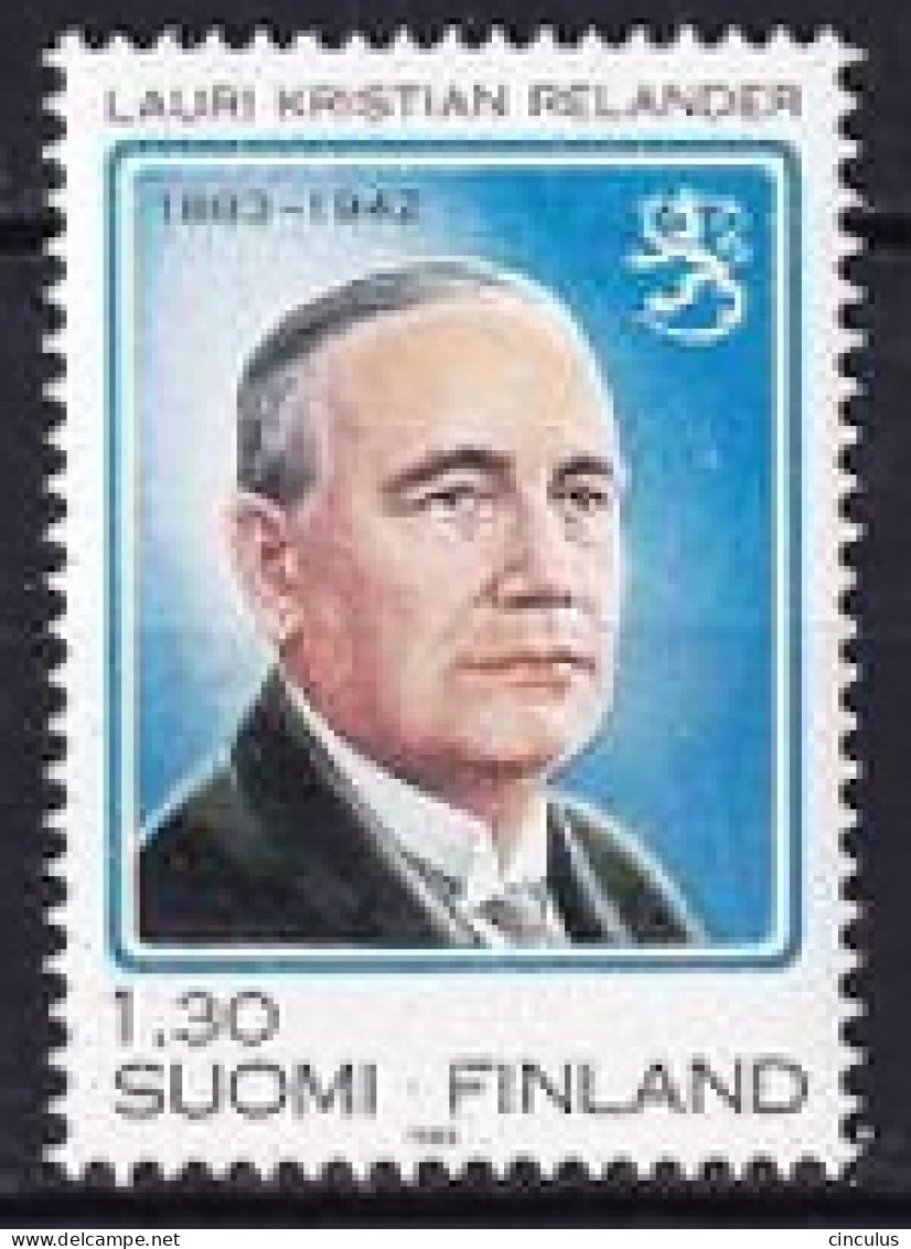 1983. Finland. 100th Birthday Of L.K. Relander (1883-1942), 2nd President. MNH. Mi. Nr. 928 - Neufs