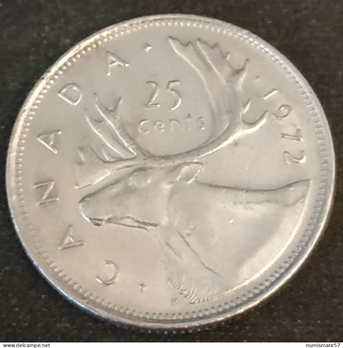 CANADA - 25 CENTS 1972 - Élisabeth II - Caribou - 2e Effigie - KM 62b - Canada