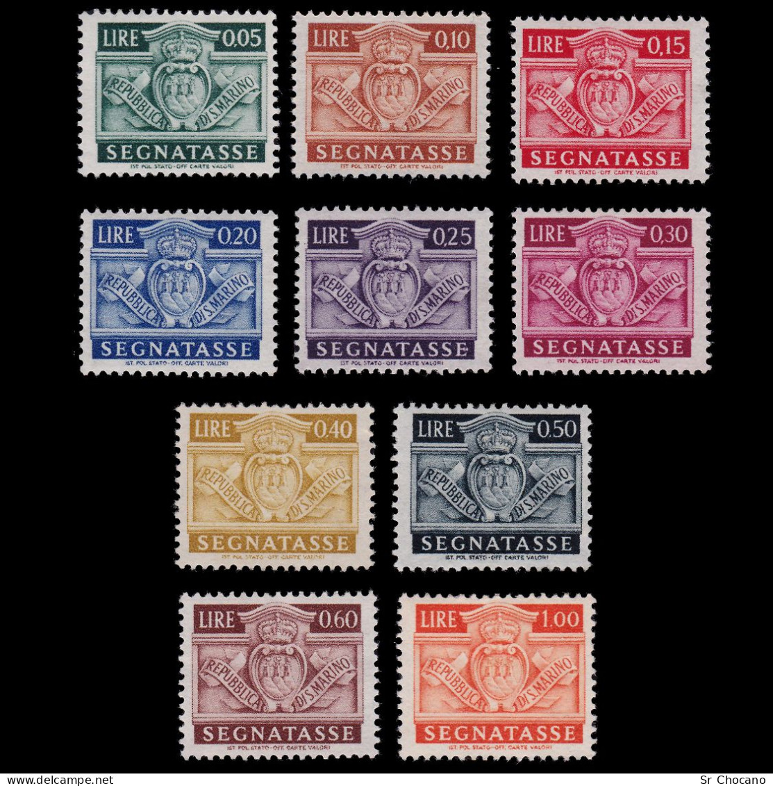 SAN MARINO POSTAGE DUE STAMPS.1945. SCOTT J65-J74.MH. - Neufs