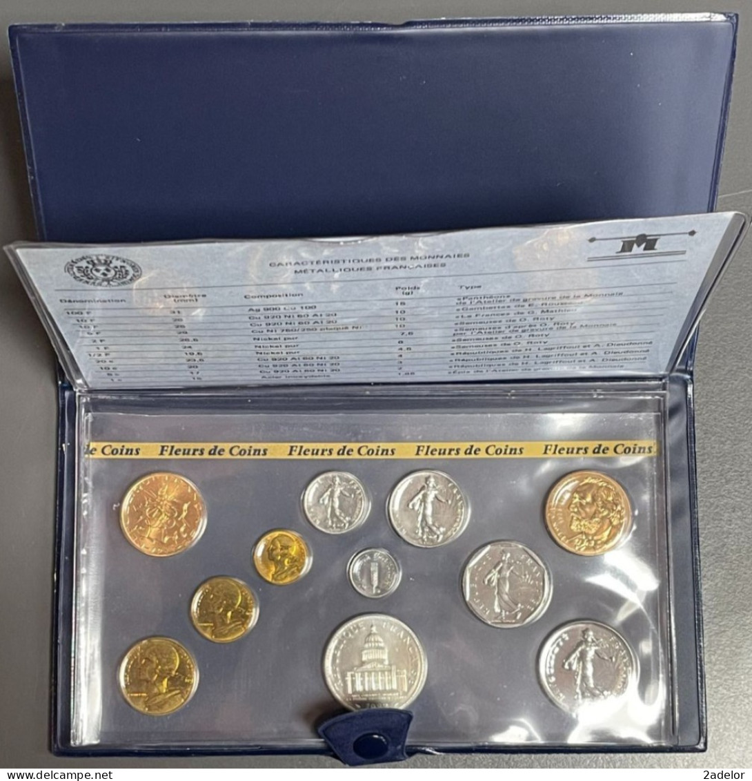 Coffret Série De Pièces Françaises Fleurs De Coins 1982, De 1 Centime à 100 Frs - Commémoratives