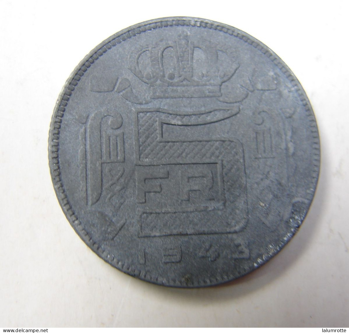Monnaie.4. Cinq Francs Zing 1943. Fr - 5 Francs