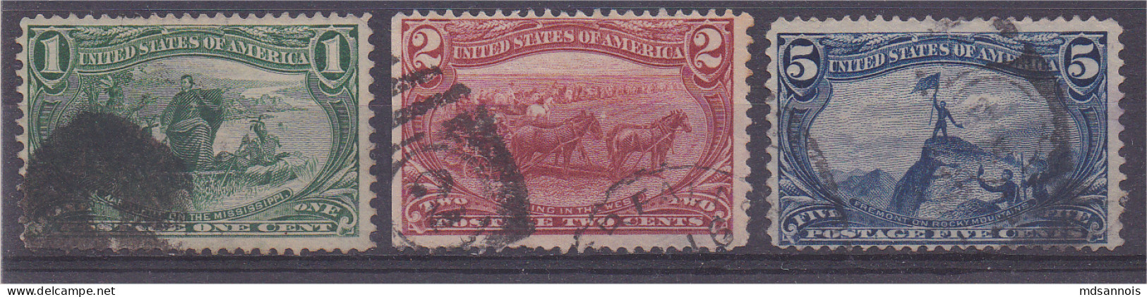 Etats Unis 1898 Lot De 3 Timbres Exposition D'Omaha N°129, 130 Et 132 - Usados