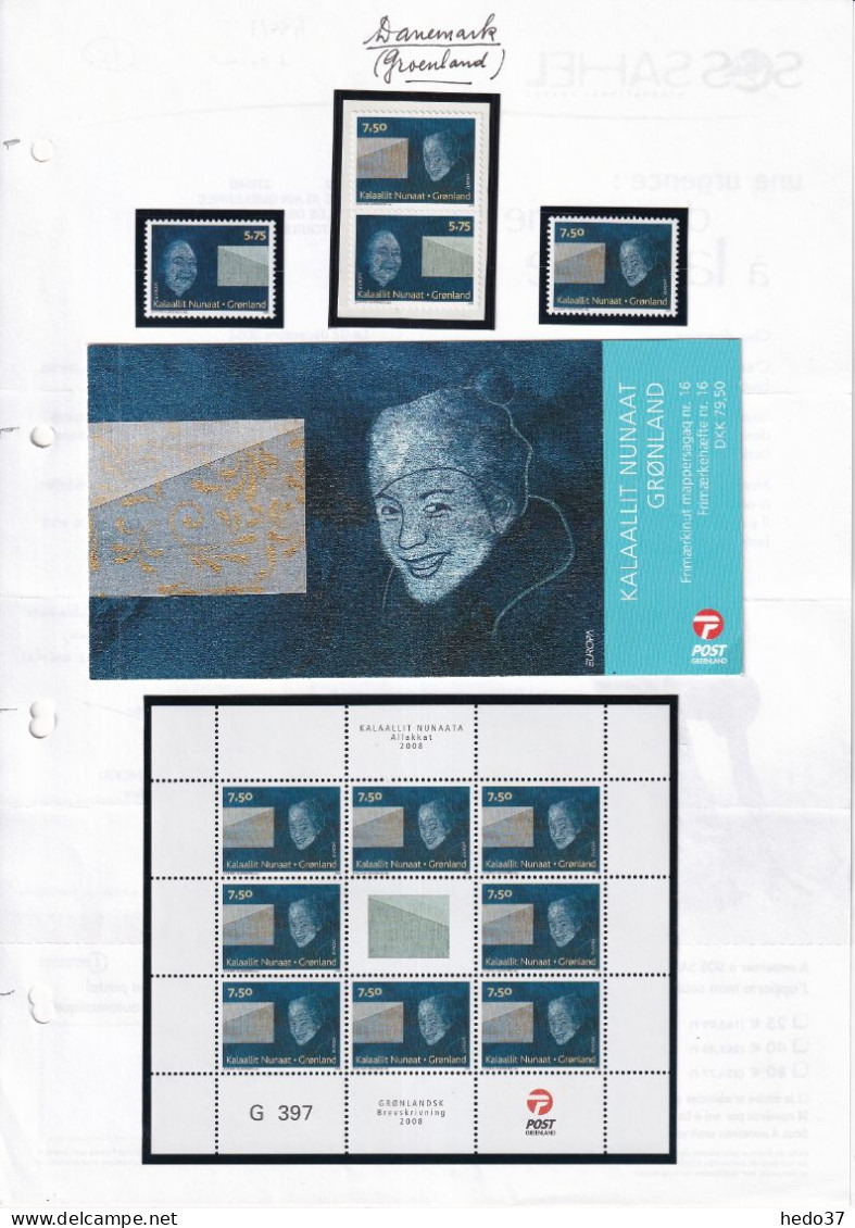 EUROPA 2008 Groënland N°484/487 Timbres  Et Carnet - Neuf ** Sans Charnière - TB - 2008