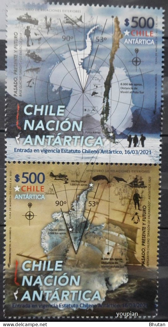 Chile 2021, Antarctic An Antarctic Nation, MNH Stamps Strip - Chili