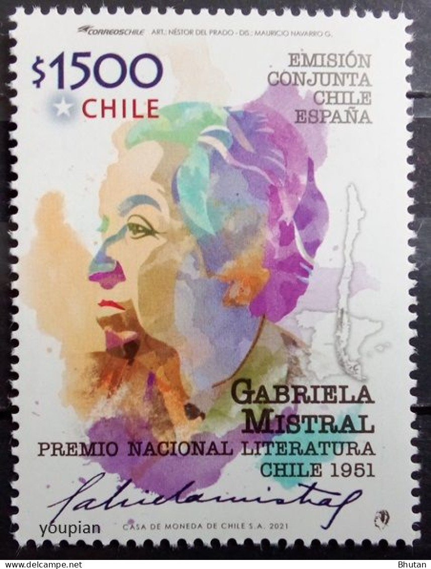 Chile 2021, Gabriela Mistral, MNH Single Stamp - Chili