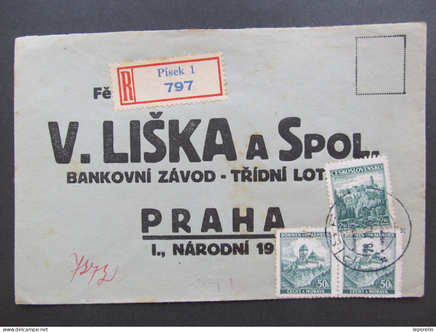 BRIEF Písek - Praha Mischfrankatur 1939  / P8570 - Cartas & Documentos