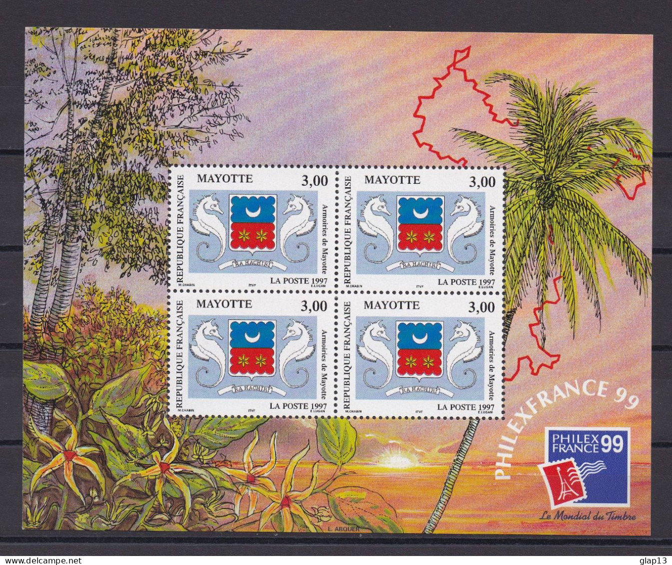 MAYOTTE 1999 BLOC N°1 NEUF** PHILEXFRANCE - Blocks & Sheetlets