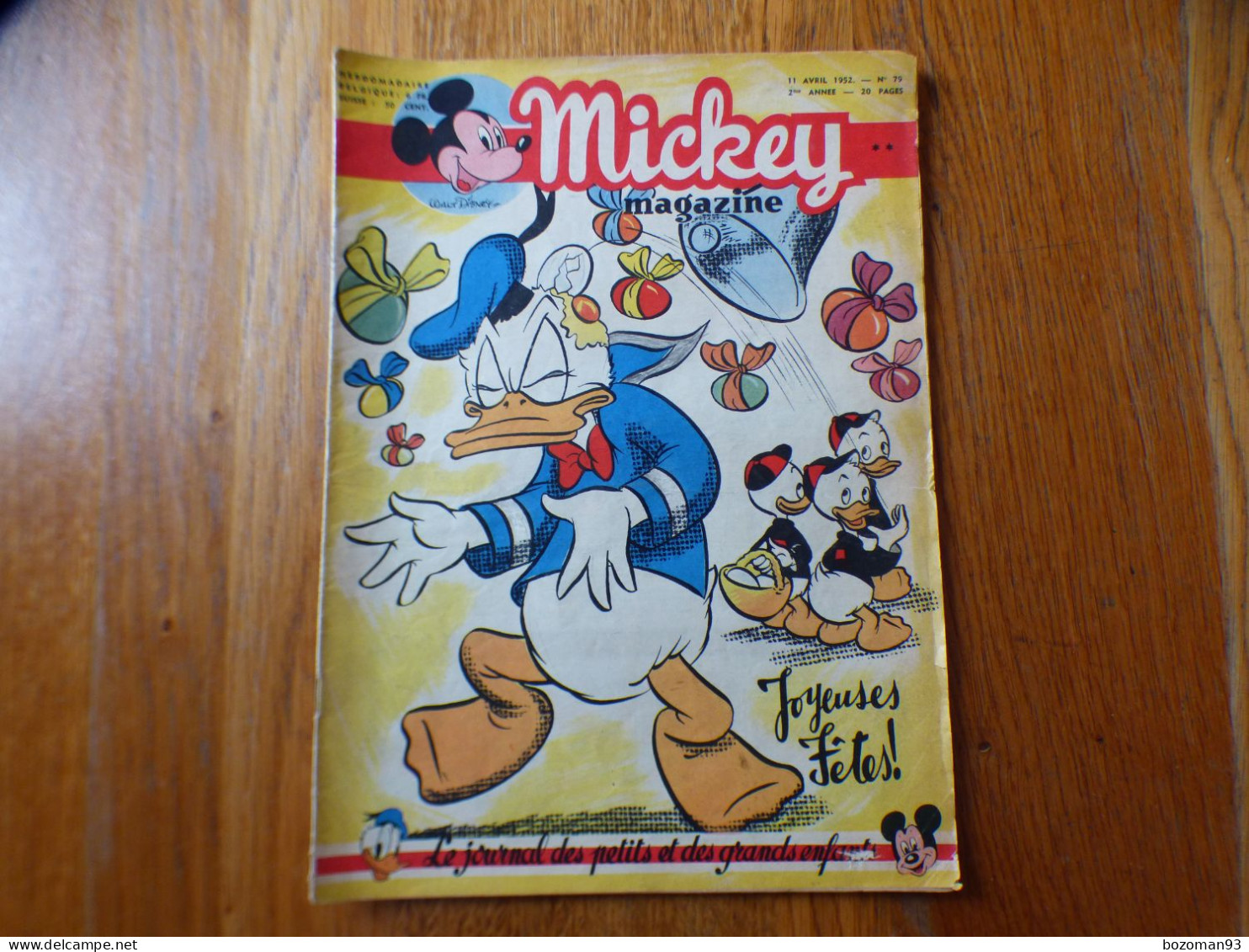 JOURNAL MICKEY BELGE N° 79 Du 11/04/1952 Avec  ALICE AU PAYS DES MERVEILLES + COVER DONALD - Journal De Mickey