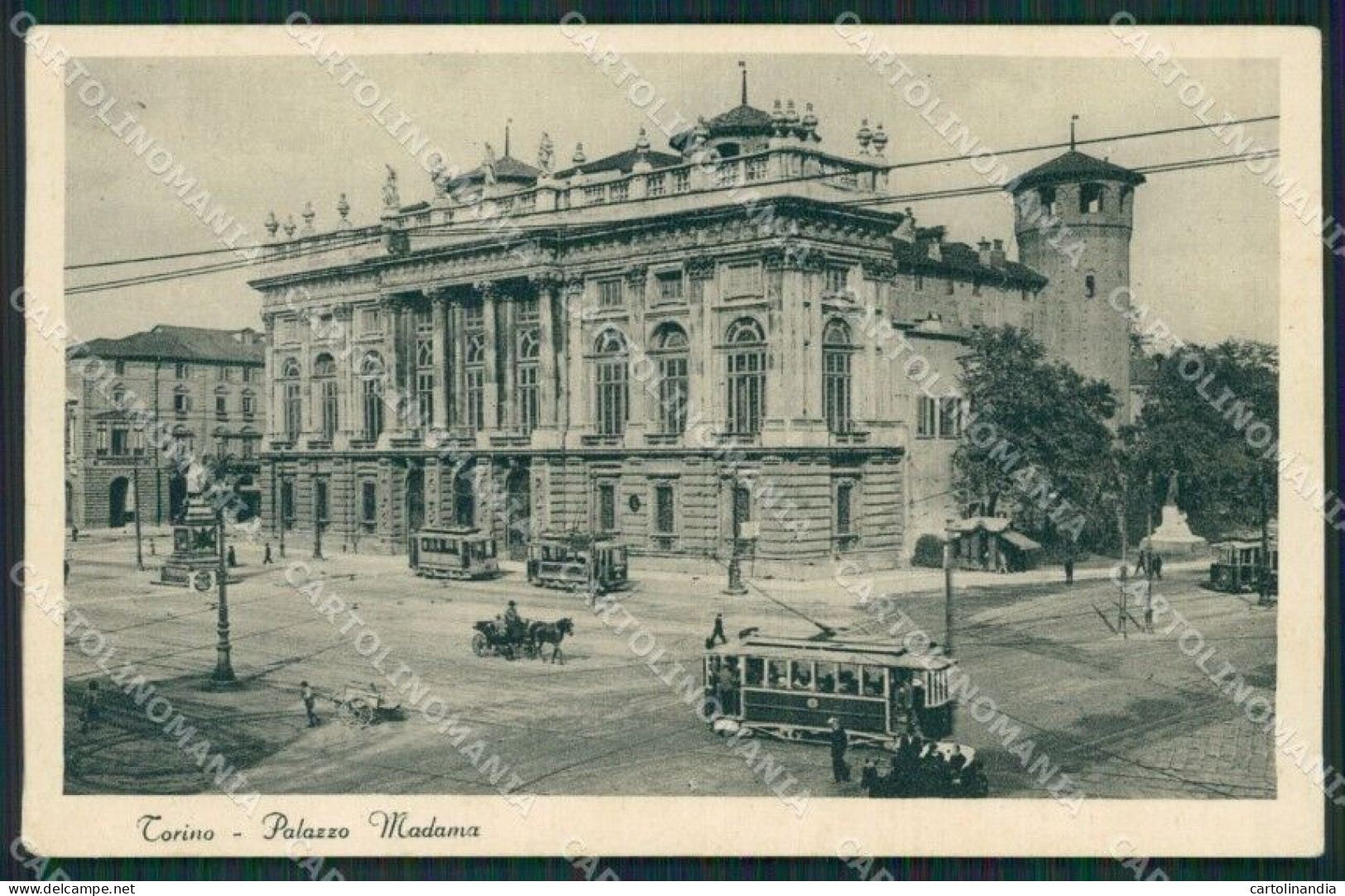 Torino Città Palazzo Madama Tram Cartolina KV3765 - Autres & Non Classés