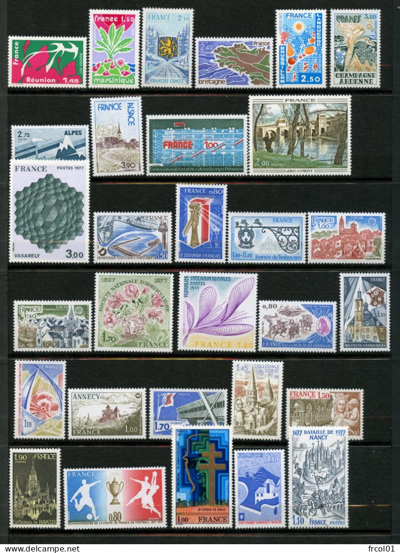 France, Yvert Année Complète 1977**, Luxe, 1914/1961 & 1892b, 48 Timbres , MNH - 1970-1979