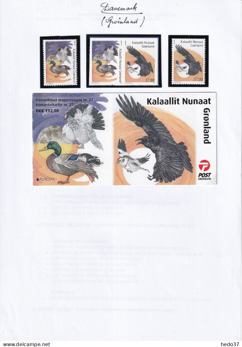 EUROPA 2019 Groënland N°792/795 Oiseaux Timbres  Et Carnet - Neuf ** Sans Charnière - TB - 2019