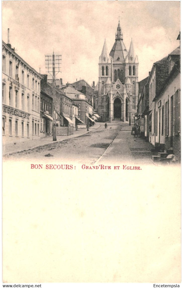 CPA Carte Postale Belgique Bon Secours Grand Rue Et Eglise Début 1900   VM79944 - Peruwelz