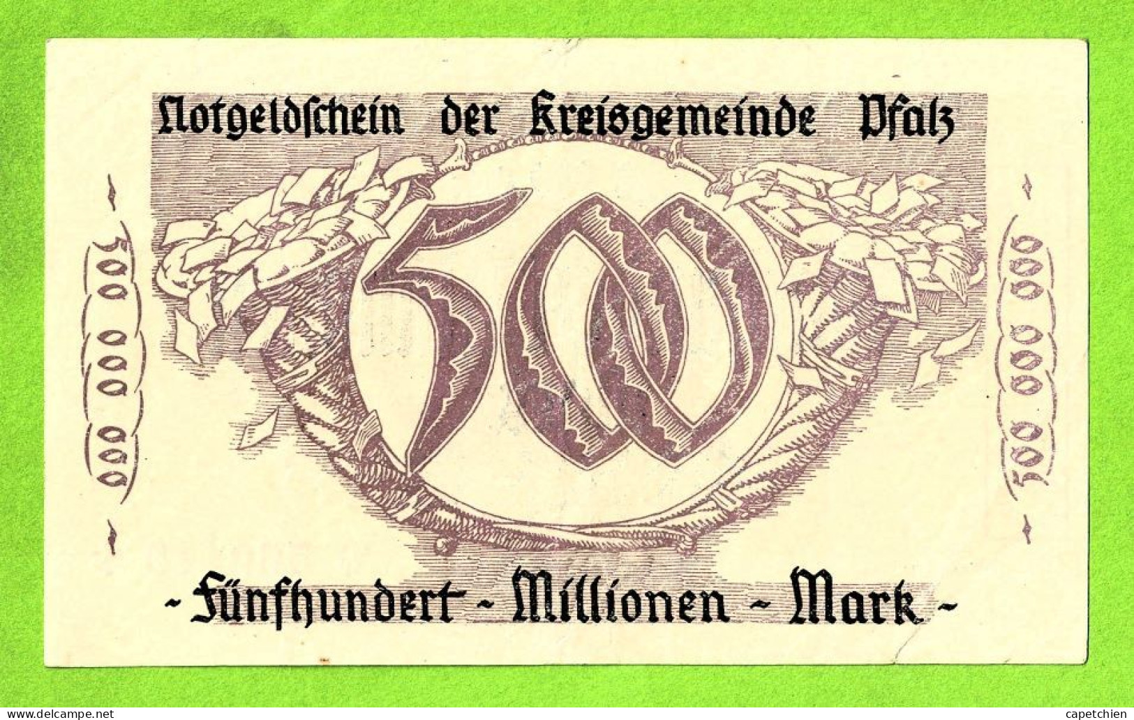 ALLEMAGNE / NOTGELDSCHEIN / KREISGEMEINDE PFALZ/ 500 MILLIONS De MARK / N° 560119*/ 1 OCTOBRE 1923 - [11] Local Banknote Issues