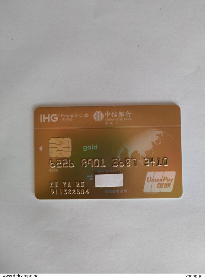 China, IHG® Rewards Club, (1pcs) - Krediet Kaarten (vervaldatum Min. 10 Jaar)