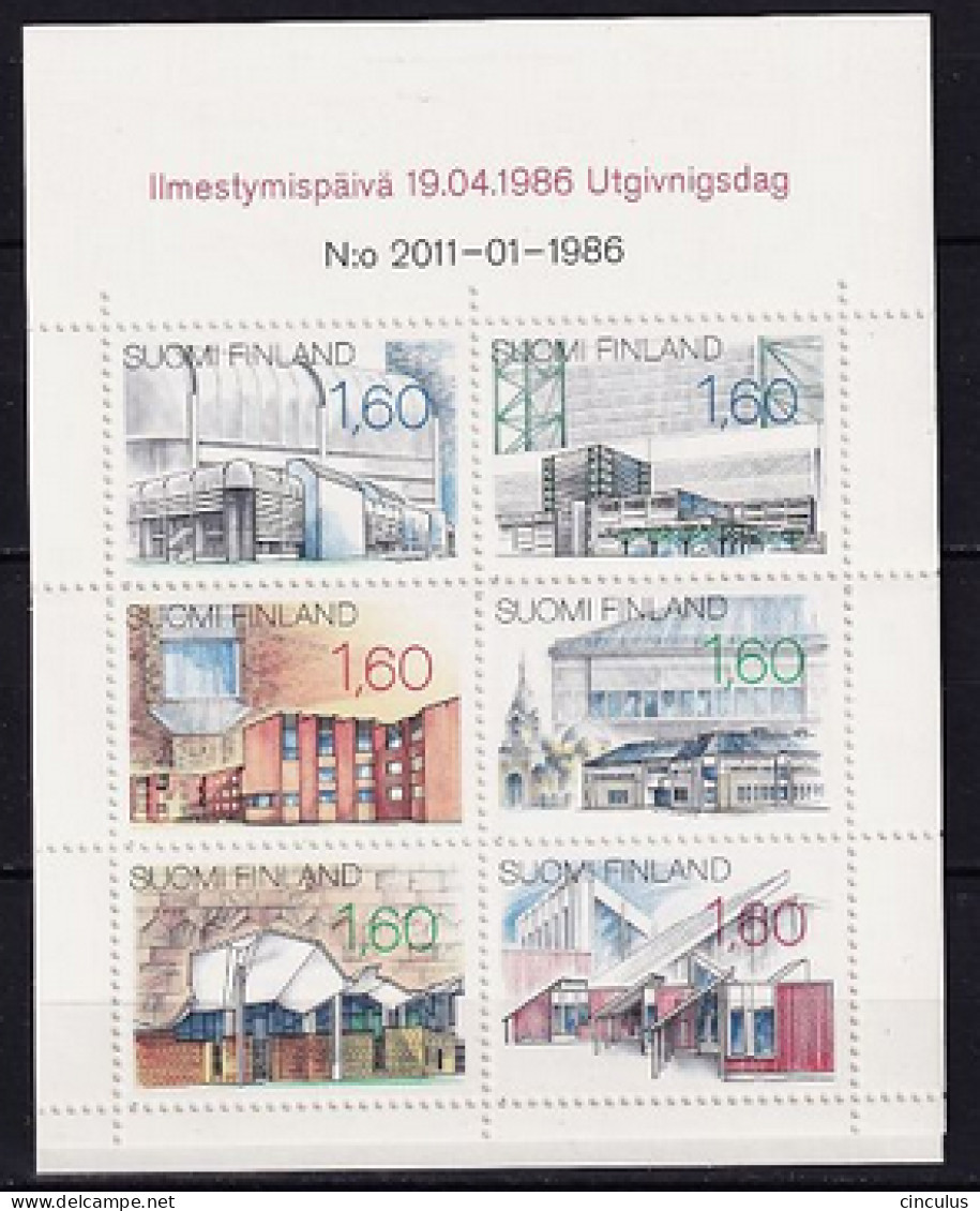 1986. Finland. Modern Buildings. MNH. Mi. Nr. 987-92 (MH17) - Ongebruikt