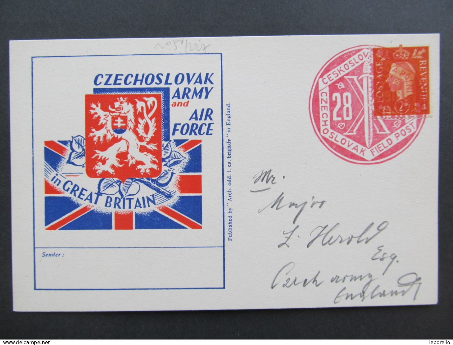 BRIEF Československá Polní Pošta V Anglii Czechoslovakian Field Post 1941  / P8552 - Storia Postale