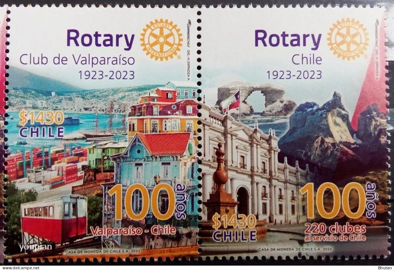 Chile 2023, Centennial Of The Rotary Club Of Valparíso, MNH Stamps Strip - Chili