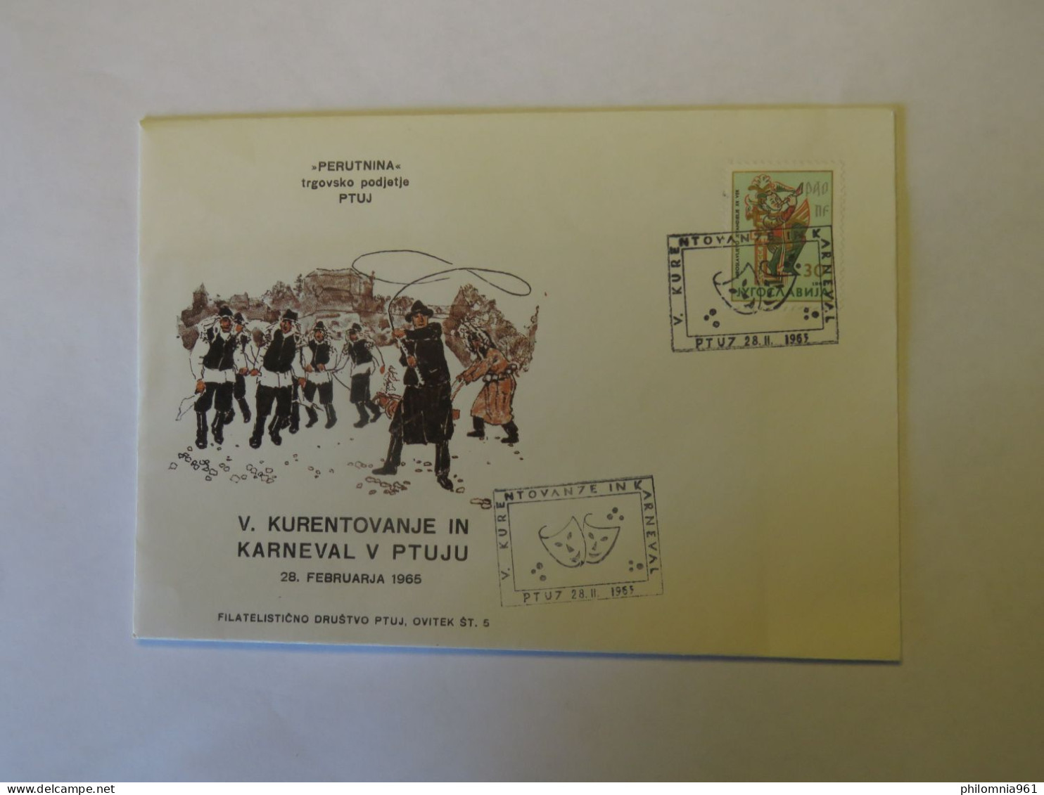 YUGOSLAVIA V. KURENTOVANJE IN KARNEVAL  V PTUJU 28. 2. 1965  FDC 1965 - Otros & Sin Clasificación