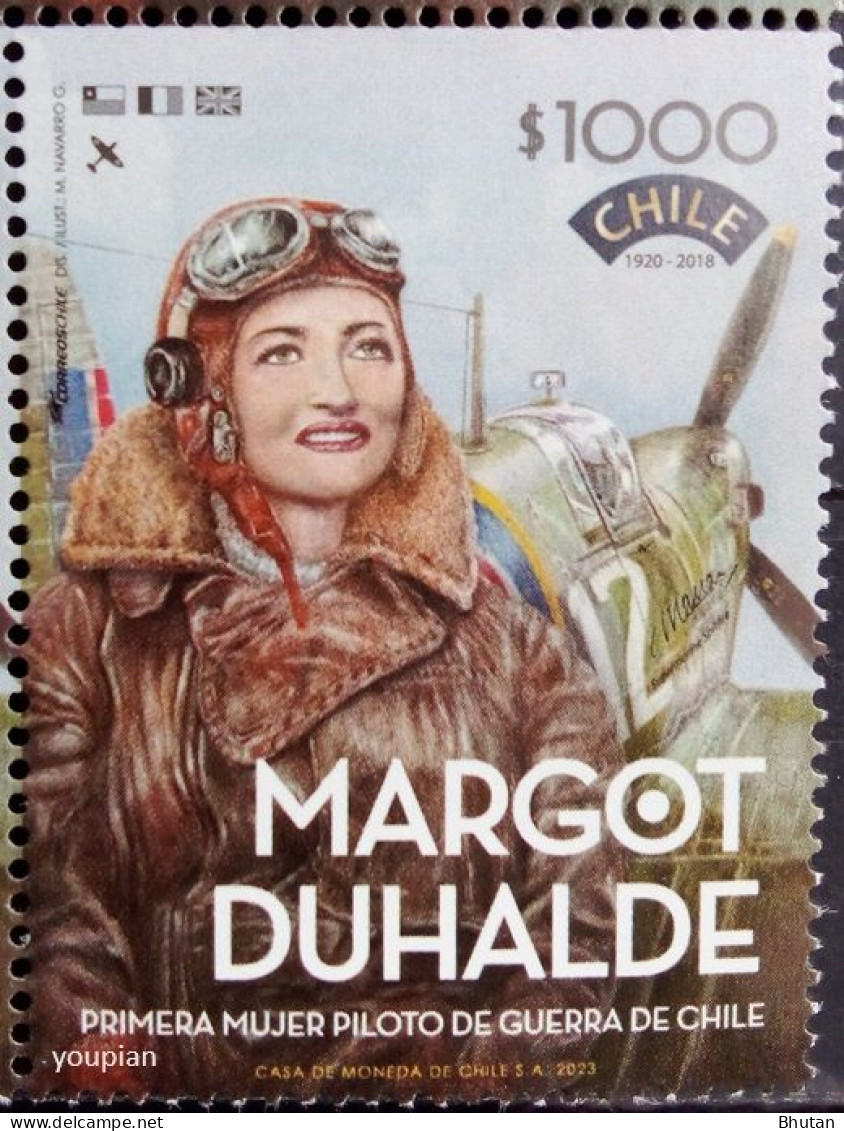 Chile 2023, Margot Duhalde - Chile's First Female War Pilot, MNH Single Stamp - Chili