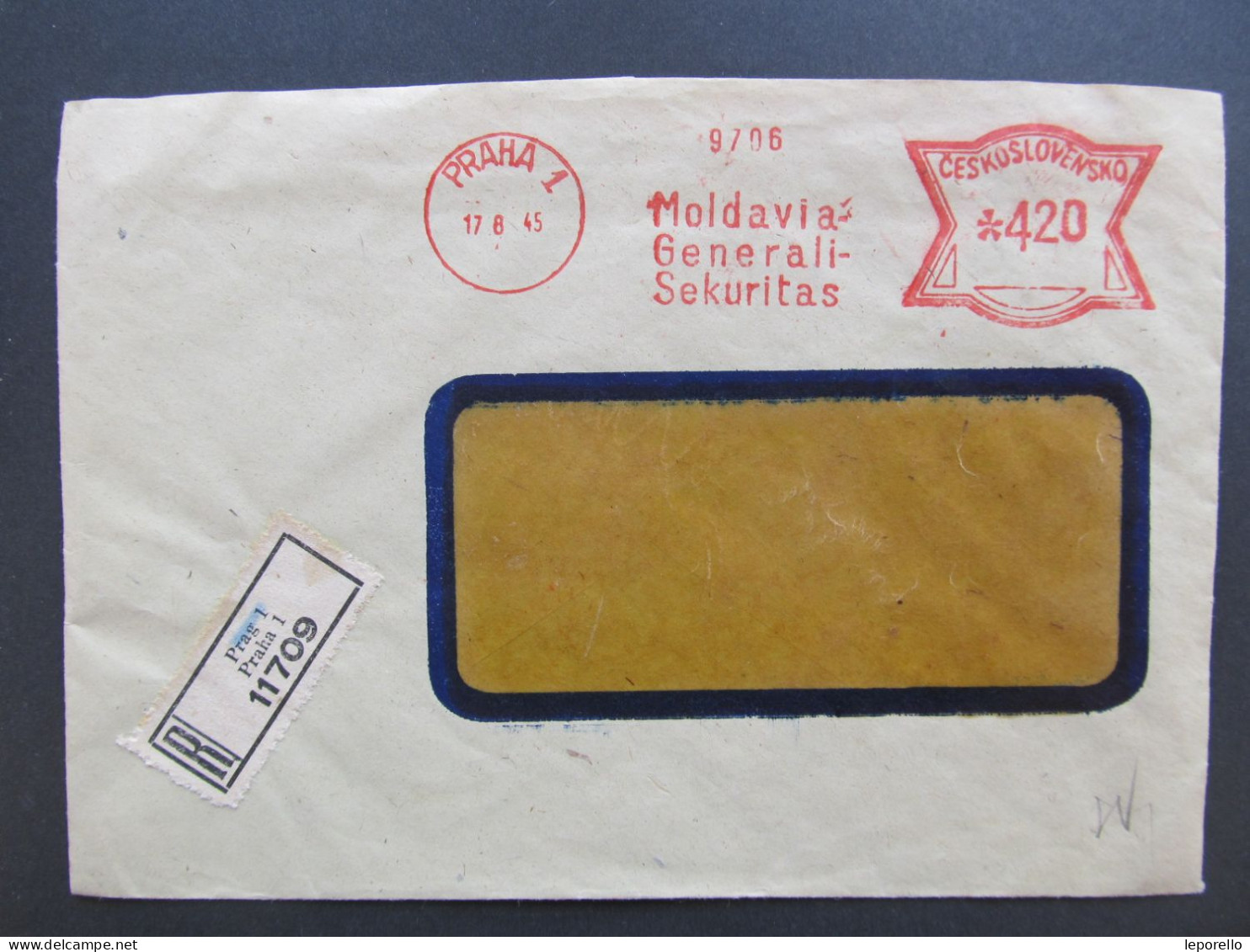 BRIEF Praha Moldavia Generali 1945 Frankotype  / P8550 - Lettres & Documents