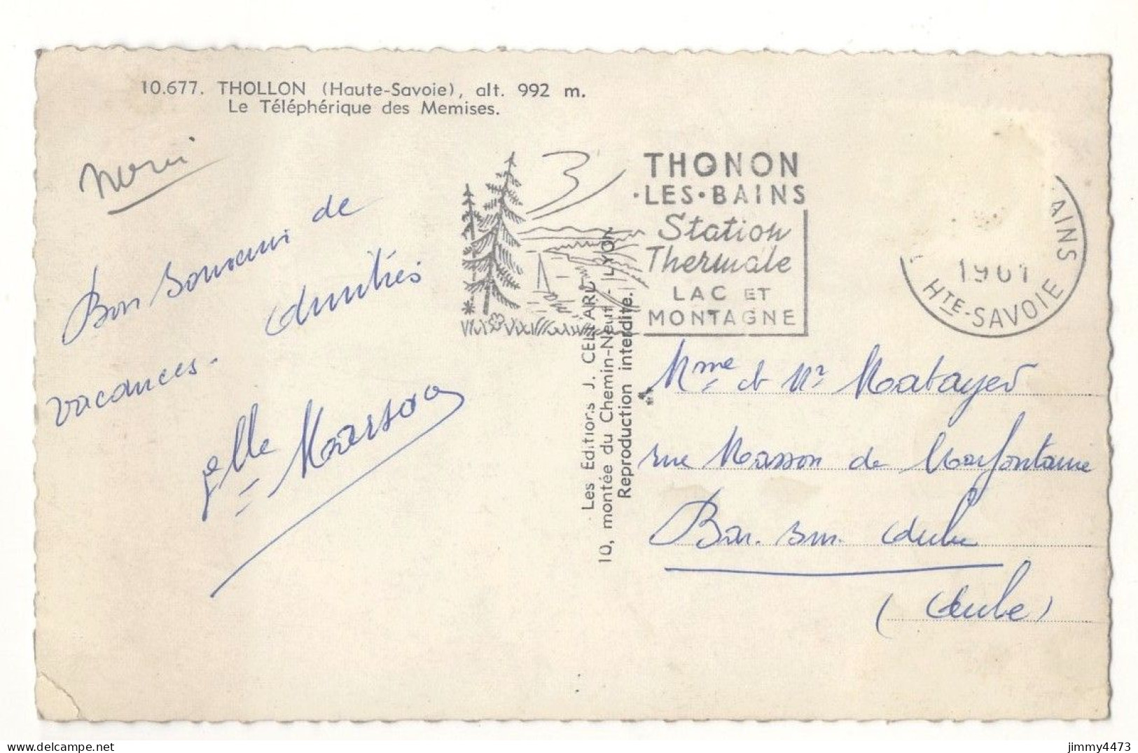 CPSM - THOLLON - Le Téléphérique Des Memises - N° 10.677 - Edit. J. CELLARD - Thollon