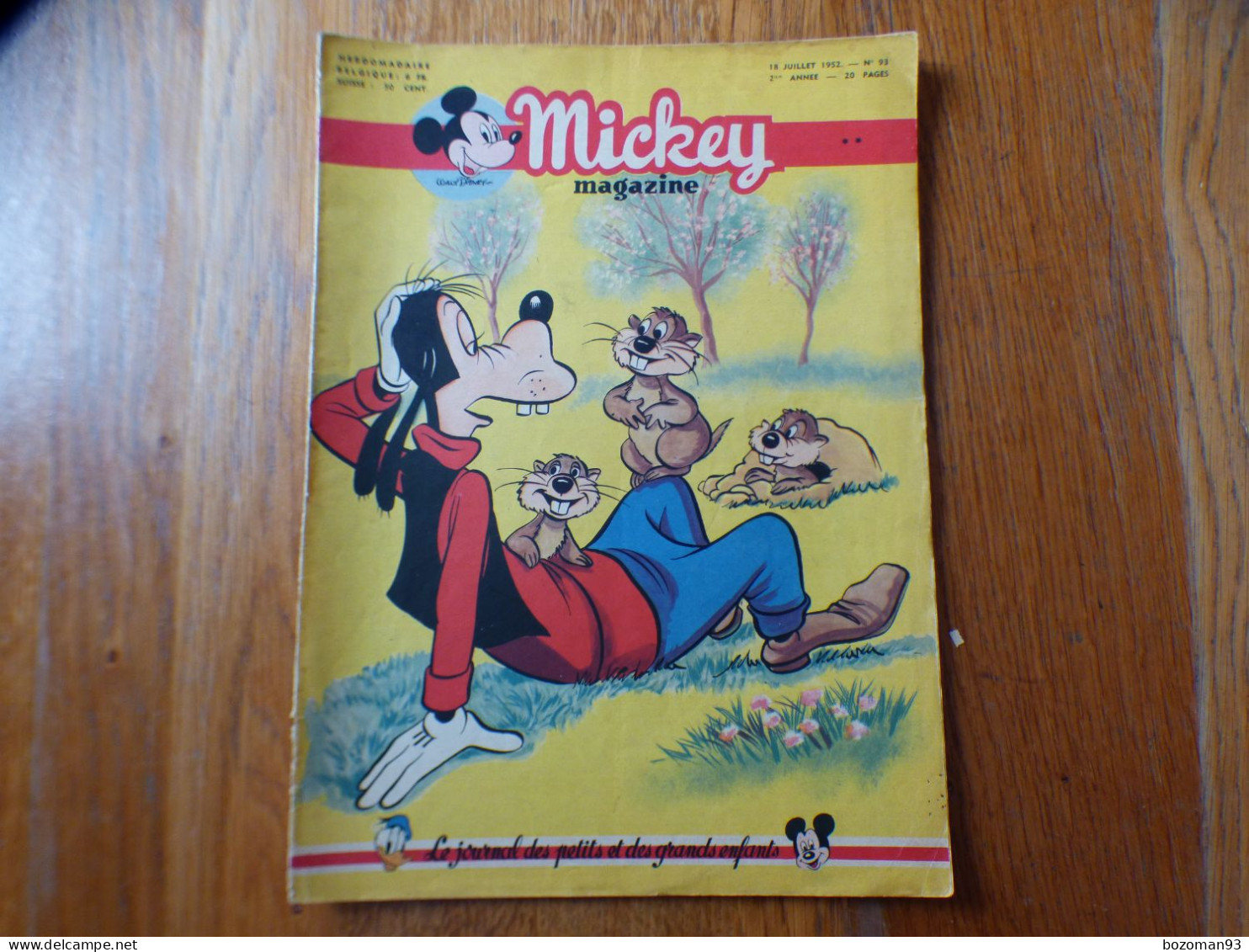 JOURNAL MICKEY BELGE N° 93 Du 18/07/1952  Avec PINOCCHIO   COVER DONALD - Journal De Mickey