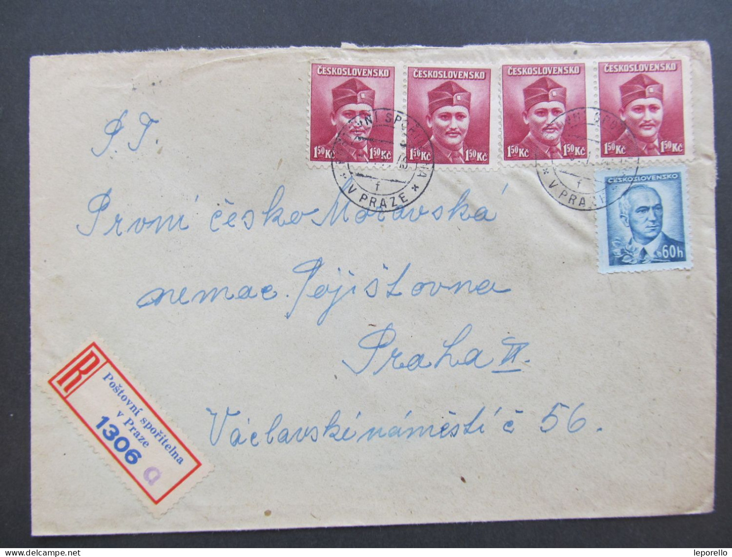 BRIEF Poštovní Spořitelna V Praze 1946 R Nálepka !!  / P8548 - Briefe U. Dokumente