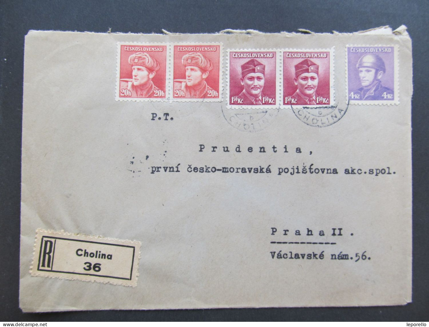 BRIEF Cholina - Praha 1946 Provisorium / P8542 - Briefe U. Dokumente