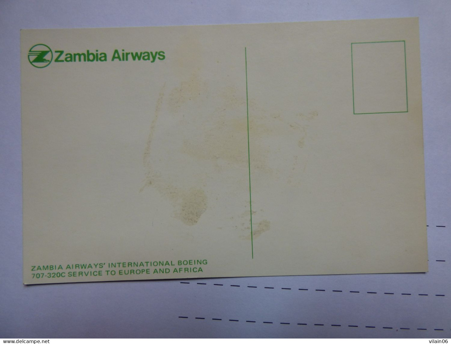 ZAMBIA AIRWAYS   B 707   /   AIRLINE ISSUE / CARTE COMPAGNIE - 1946-....: Era Moderna