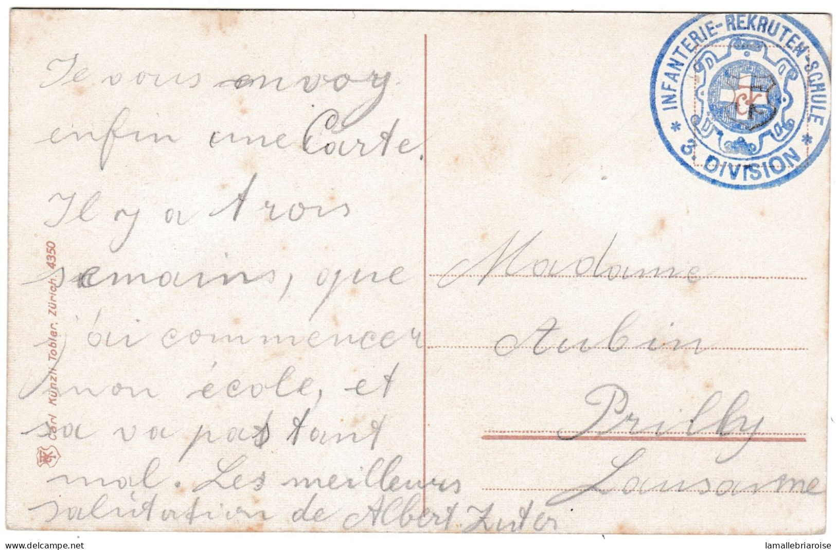 Suisse, Cachet: Infanterie Rekruten Schule 3ème Division Au Verso D'une Carte : Mobilisation De Guerre - Postmarks