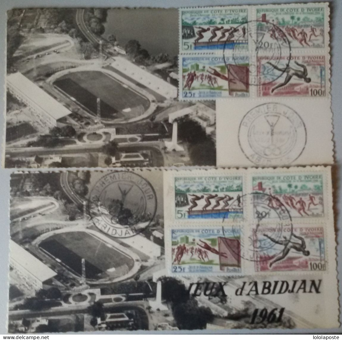 COTE D'IVOIRE -  2 Cartes Maximum Différentes Sur Les Jeux D'Abidjan Du 23/12/1961 - Ivory Coast (1960-...)