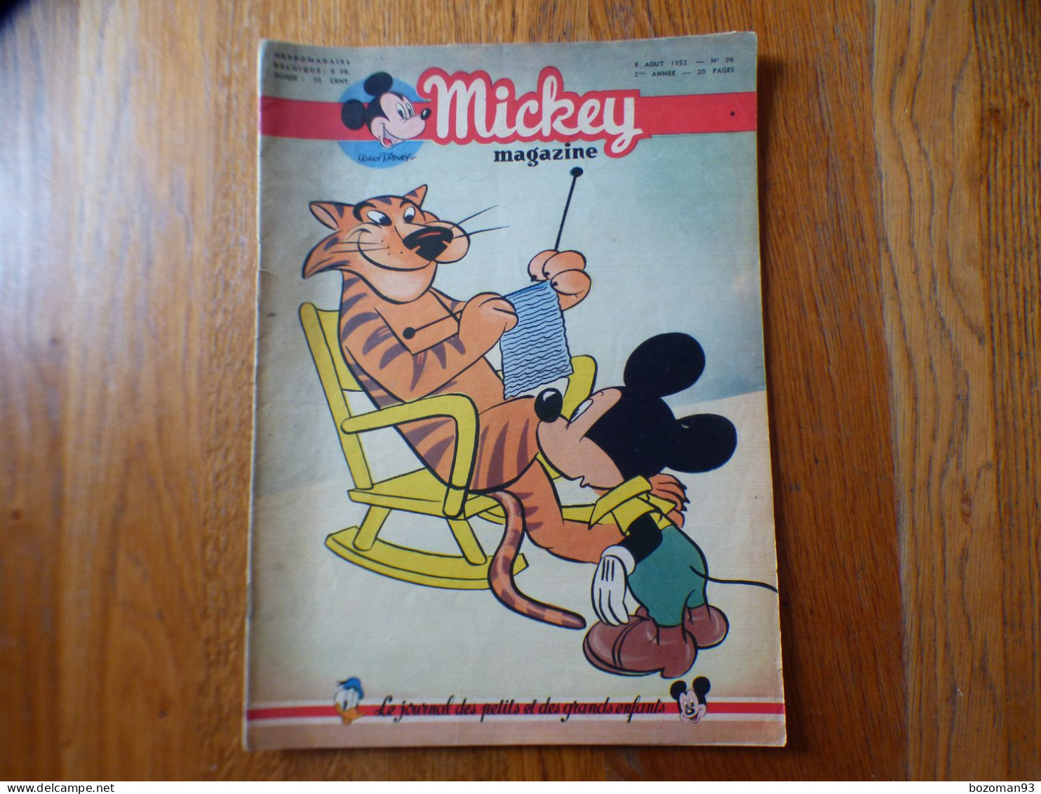 JOURNAL MICKEY BELGE N° 96 Du 08/08/1952  Avec PINOCCHIO   COVER MICKEY - Journal De Mickey