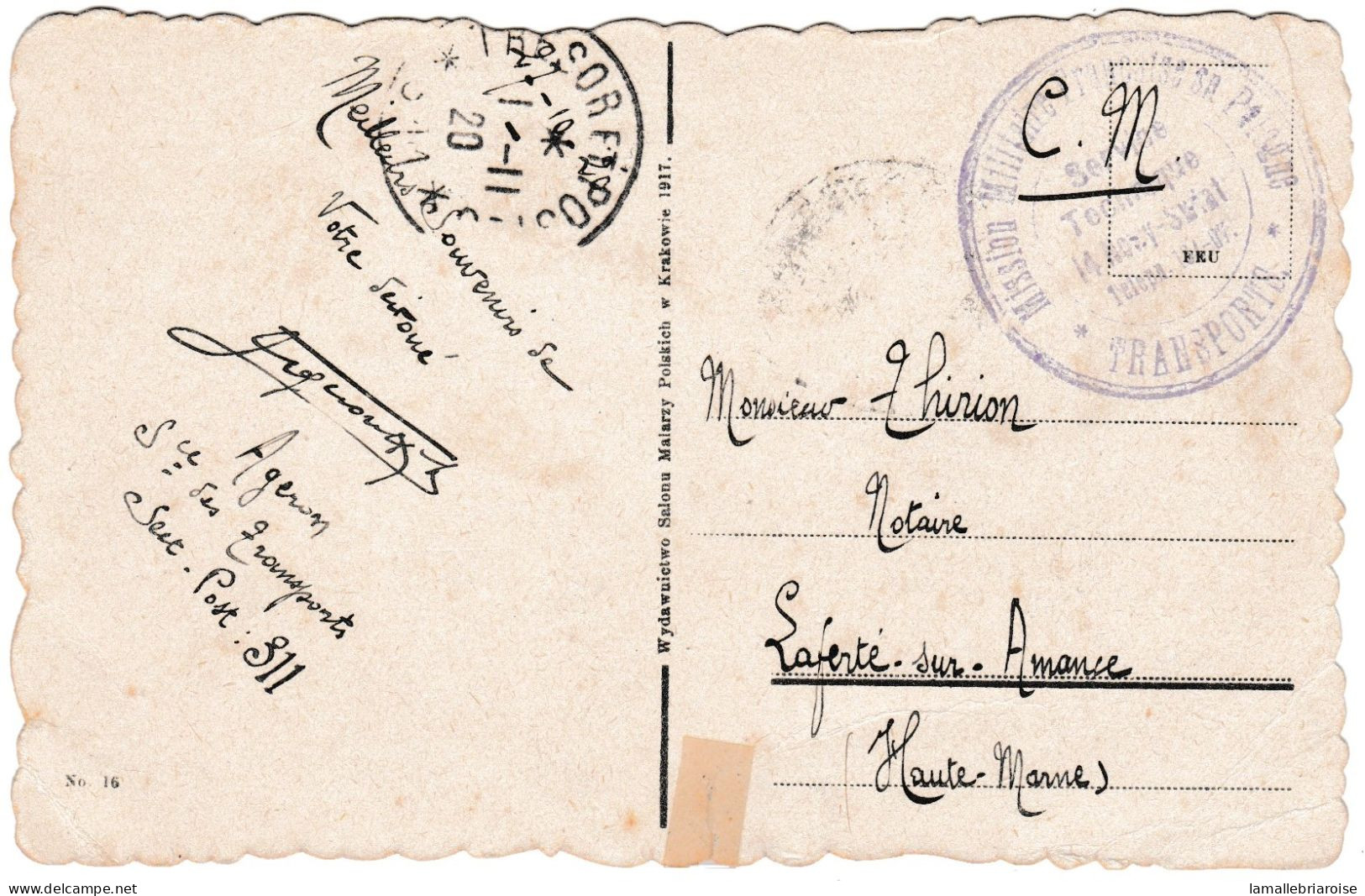 Cachet : Mission Militaire Francaise En Pologne, Transports - Storia Postale