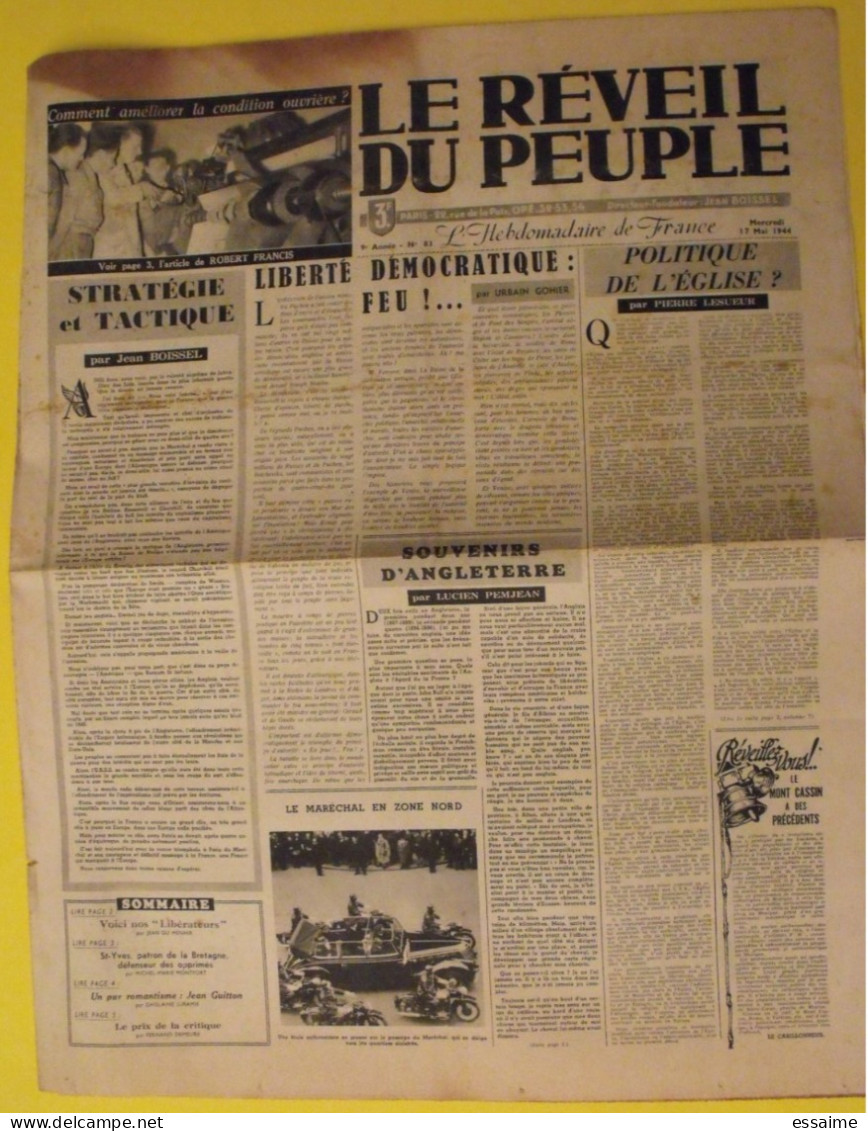 Le Réveil Du Peuple N° 83 Du 17 Mai 1944. Collaboration Antisémite. Boissel Gohier Albessard Pemjean Lesueur LVF - Weltkrieg 1939-45