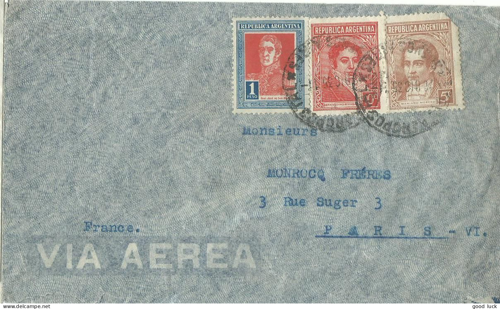 ARGENTINE LETTRE PAR AVION 1P15 BUENOS AIRES POUR PARIS  DE 1935  LETTRE COVERP - Covers & Documents