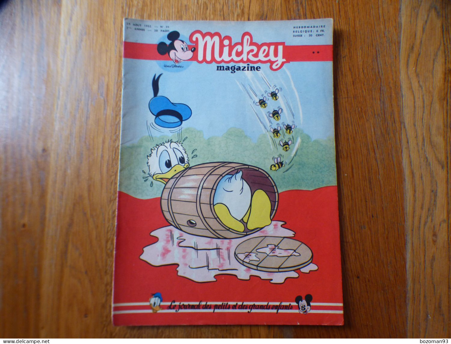 JOURNAL MICKEY BELGE N° 99 Du 29/08/1952  Avec PINOCCHIO   COVER DONALD - Journal De Mickey
