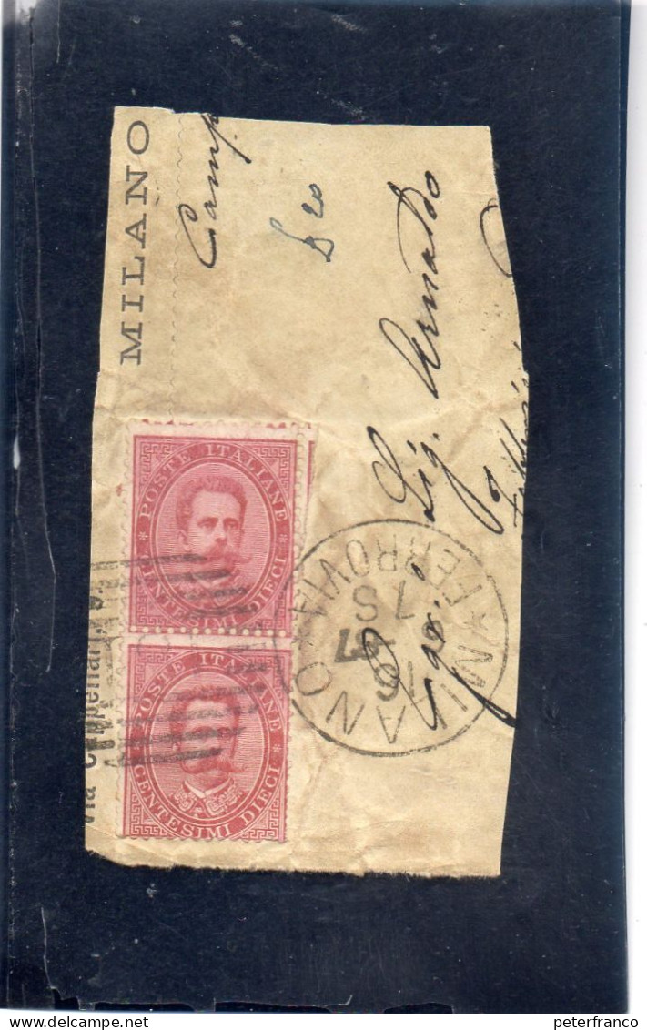 B - 1879 Italia - Re Umberto I Coppo 10 C. Su Frammento - Annullo Di Milano - Gebraucht