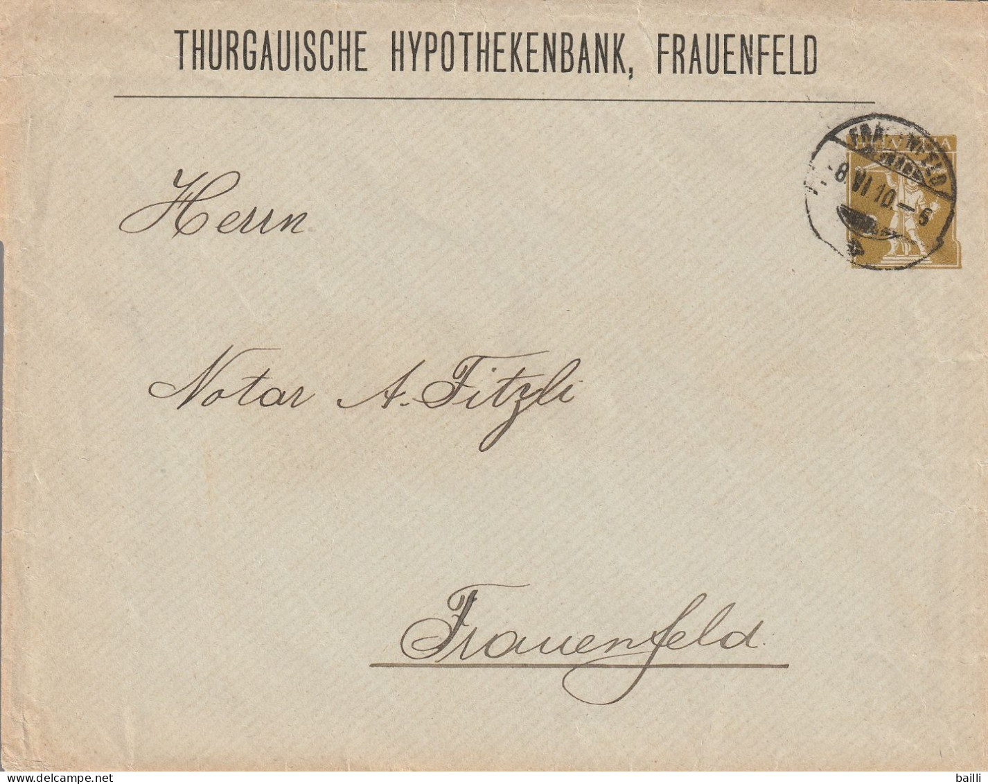 Suisse Entier Postal Privé Frauenfeld 1910 - Postwaardestukken