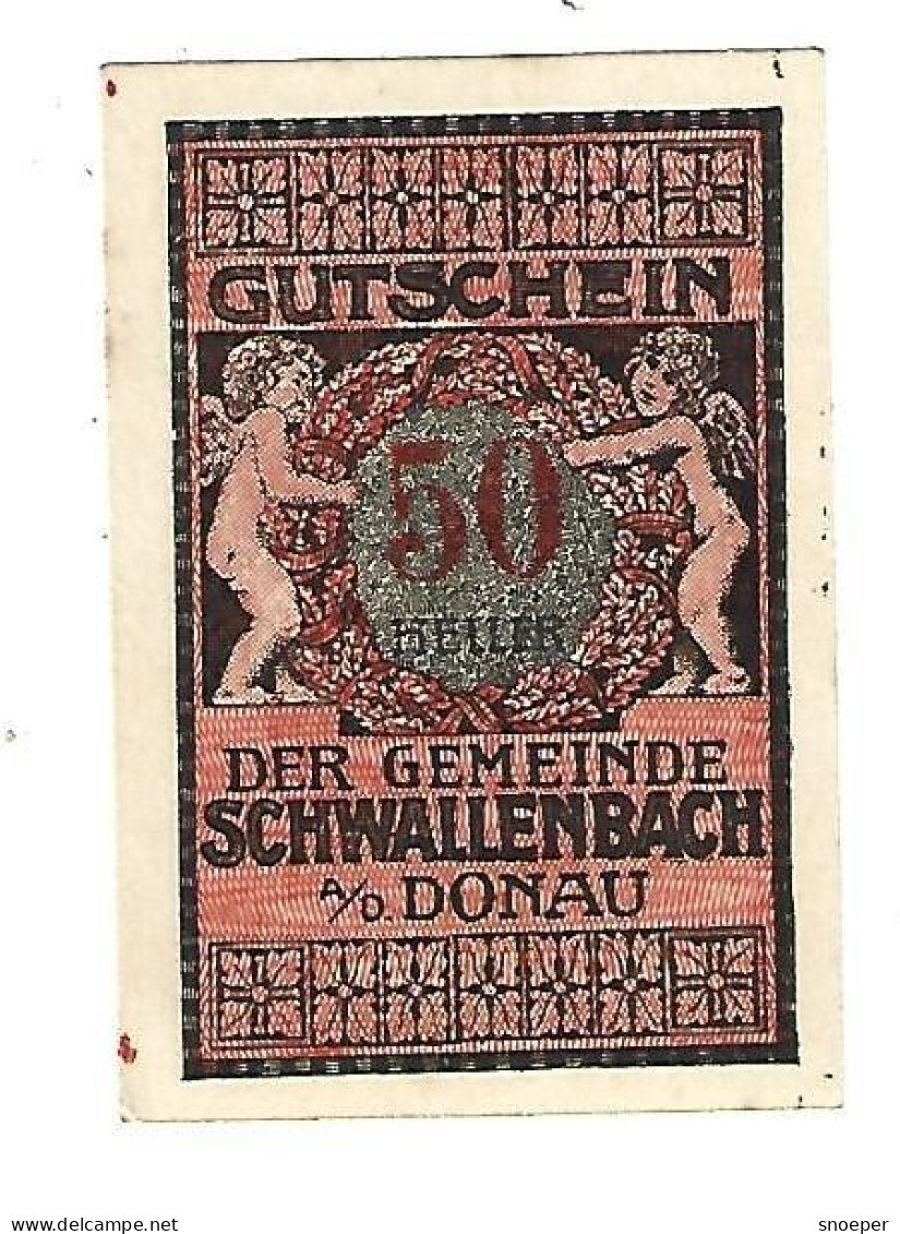 **Austria Notgeld Schwallenbach 50 Heller S975.2a - Oostenrijk
