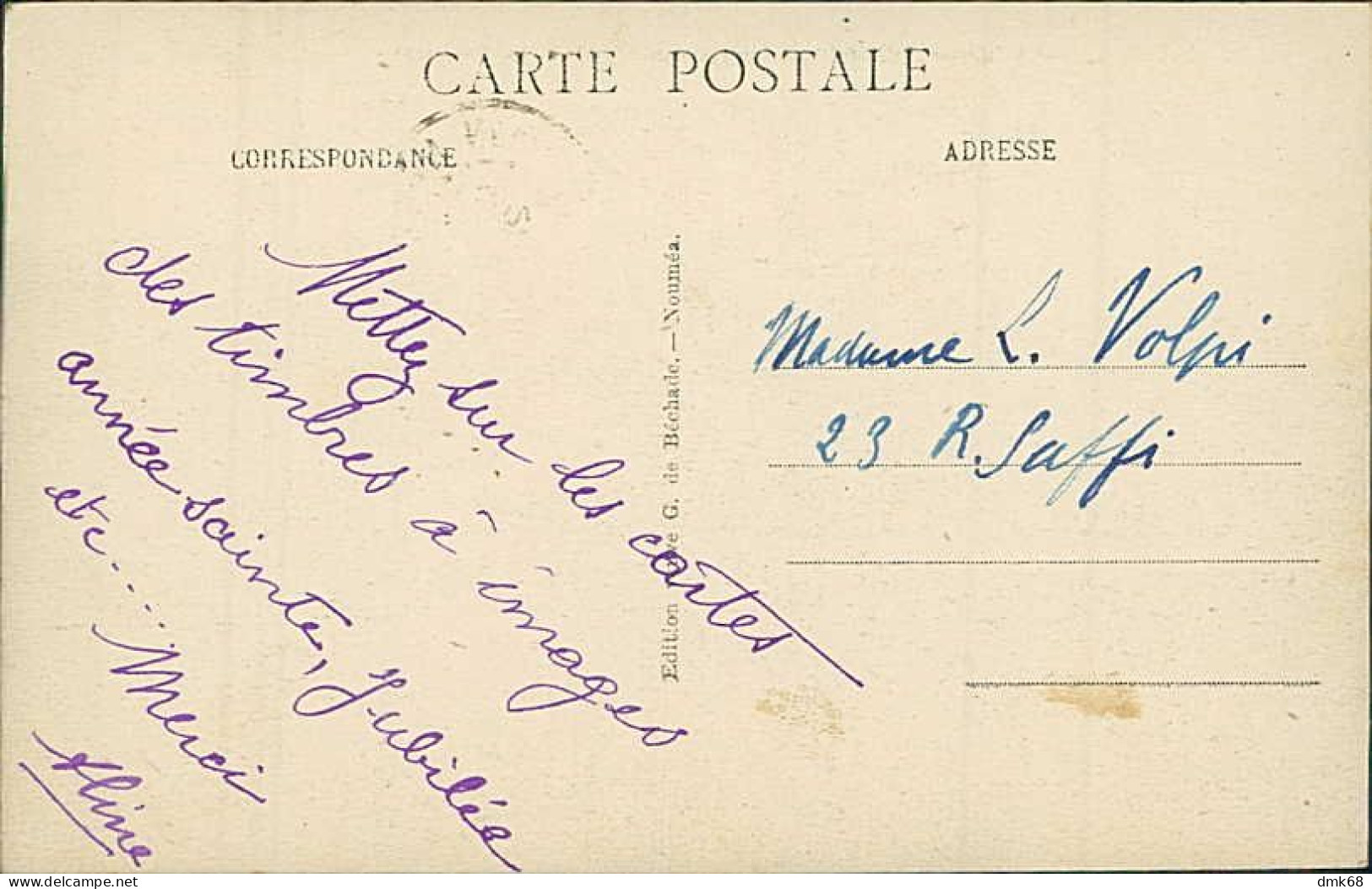 NEW CALEDONIA / MOUVELLE CALEDONIE - LA PASSERELLE - MAILED TO ITALY 1926 / STAMP (18223) - Nouvelle-Calédonie