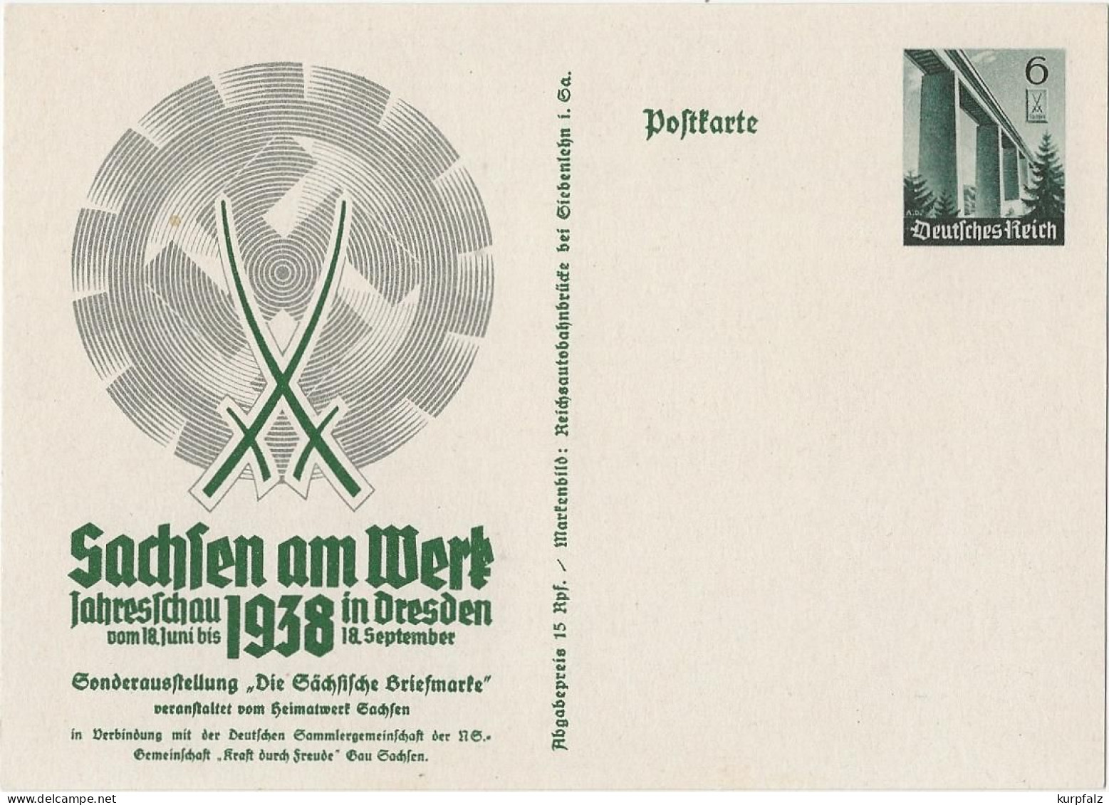 Deutsches Reich - Ganzsache P 270 Sachsen Am Werk, 6. Pf. Autobahnbrücke Muldetal, Ungebraucht - Tarjetas