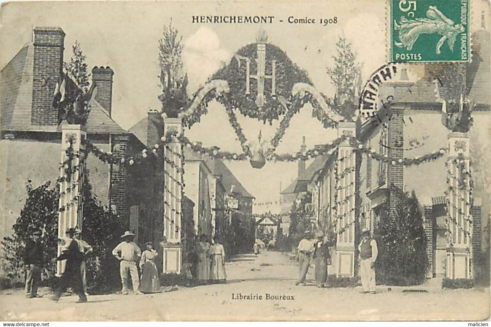 - Dpts Div.-ref-BN388- Cher - Henrichemont - Comice 1908 -rue Pavoisée - Comices Agricoles - Agriculture -edit. Boureux - Henrichemont