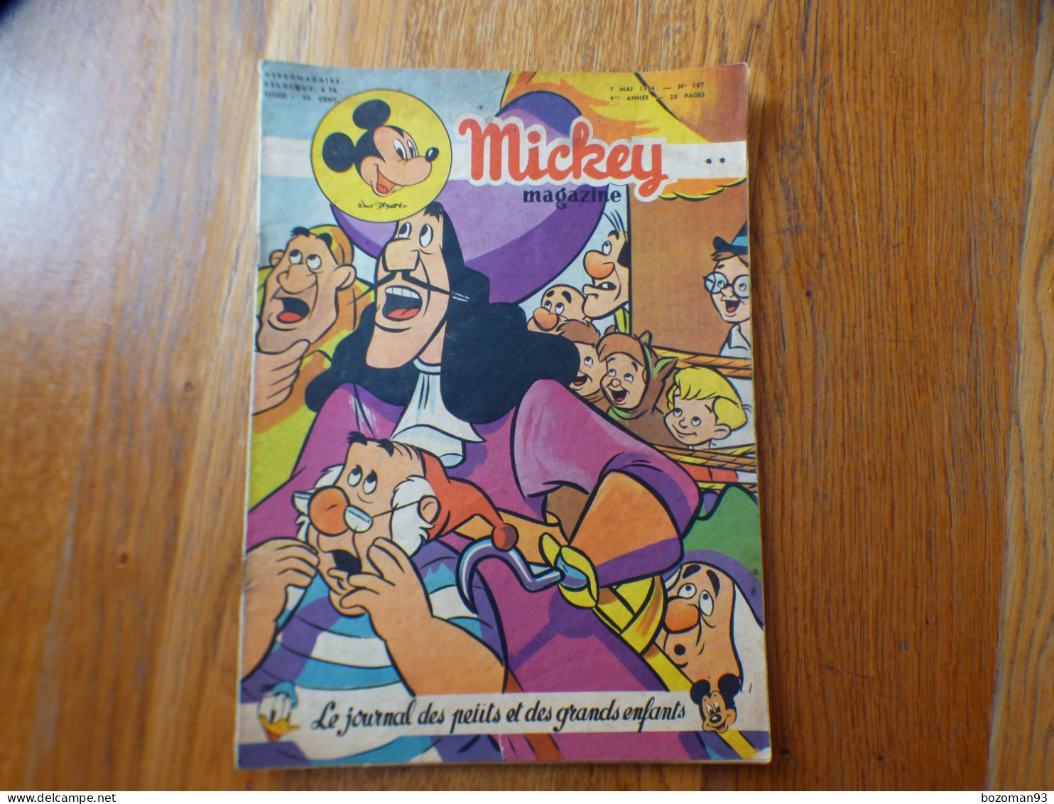 JOURNAL MICKEY BELGE N° 187  Du 07/05/1954  Avec PETER PAN   COVER CAPITAINE CROCHET - Journal De Mickey