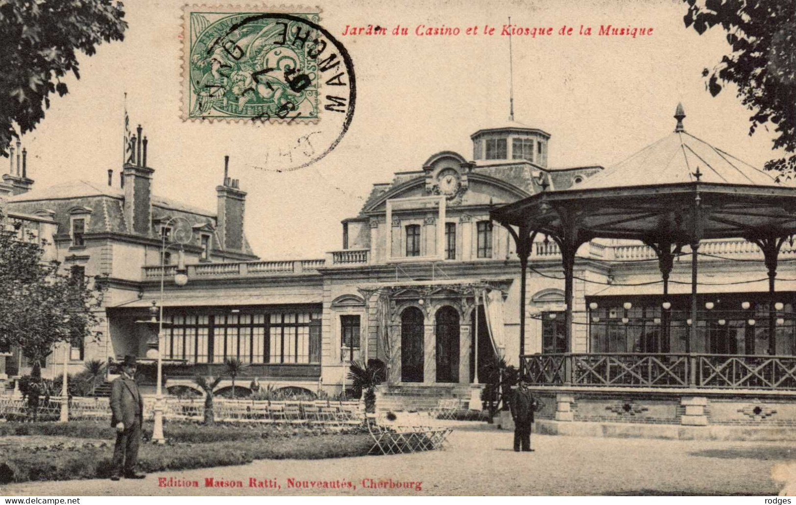 50 , Cpa  CHERBOURG , Jardin Du Casino Et Le Kiosque De La Musique (13419) - Cherbourg