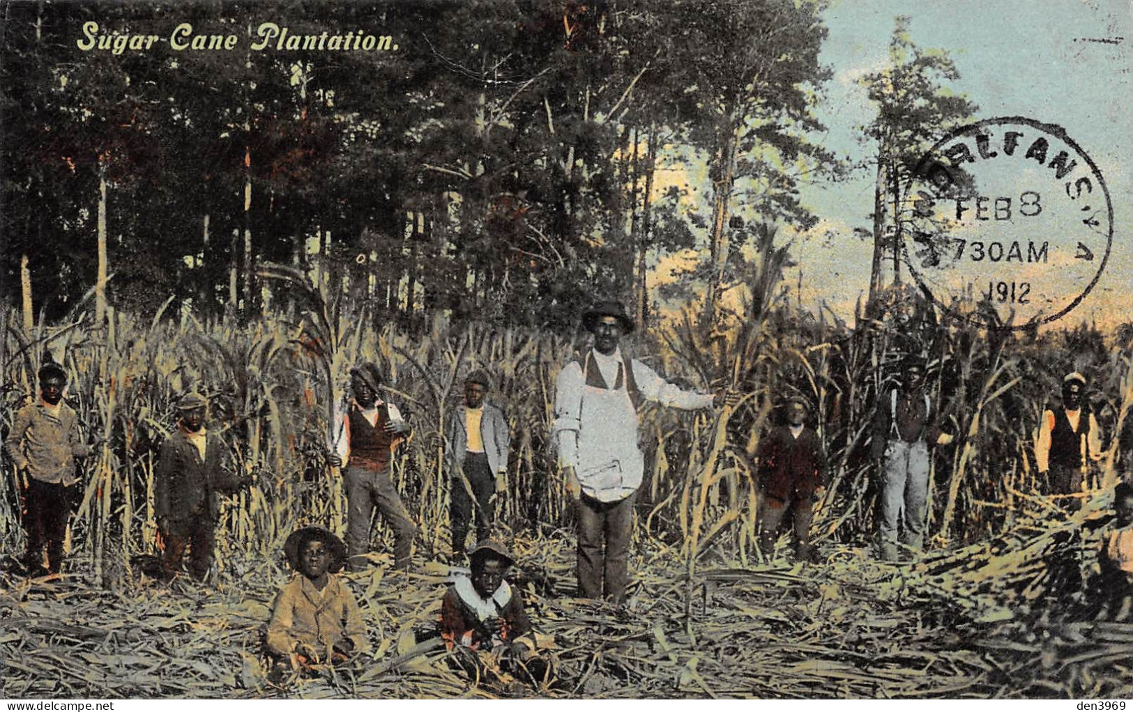 Etats-Unis - NEW ORLEANS - Nouvelle-Orléans - Sugar-Cane Plantation, Canne à Sucre, Hommes Noirs - Voyagé 1912 (2 Scans) - New Orleans